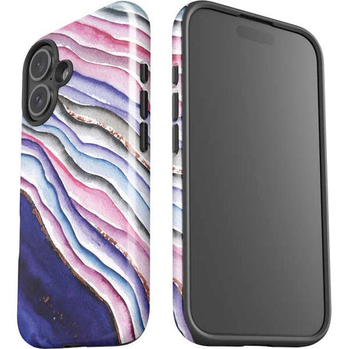 Violet Watercolor Geode iPhone 16 Plus Impact Case